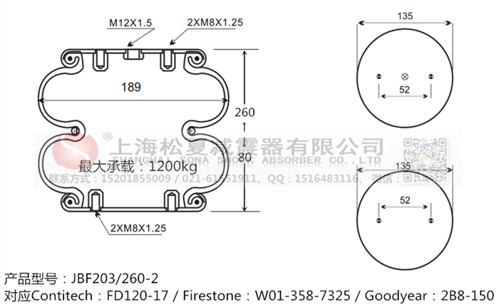 JBF203/260-2橡膠<a href='http://www.topseal.com.cn/' target='_blank'><u>空氣彈簧</u></a>